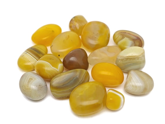 Yellow Agate Tumbled Stone – Natural Yellow Agate Crystal – Polished Stone – Agate Stone - TU1305