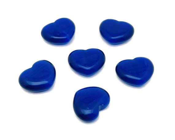 Dark Blue Cats Eye Heart Gemstone – Heart Crystal - Healing Stones – Carving Heart - Natural stones - 30x25x10 - HE1279