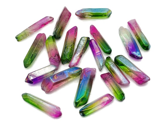 Rainbow Aura Quartz Point Gemstone - Point Green-Red Aura Stone – Aura Gemstone - Crystal Gift - RA1243