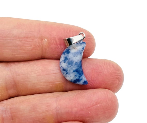 Sodalite Moon Pendant - Moon Earring Crystal - Crystals Healing - Jewelry Making Supplies - NC1513