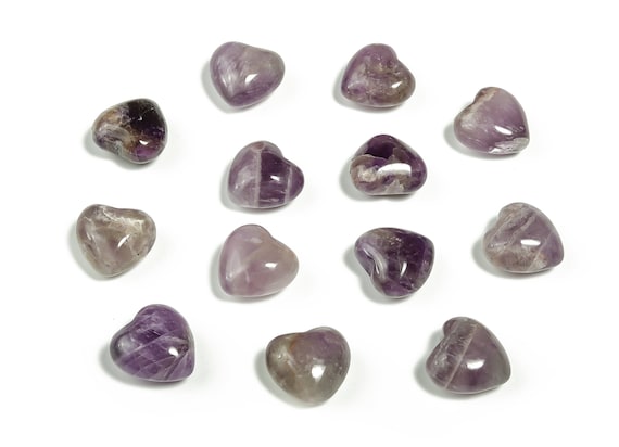 Amethyst Heart Gemstone – Puffy Heart Shaped Healing Stone Pocket Stones – Amethyst Palm Stones - 15x15x9mm - HE1003