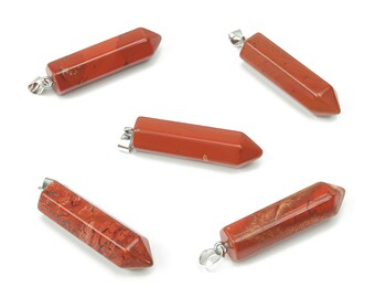 Red Jasper Point Pendant - Crystal Pendant – Natural Necklaces - Heling Gemstone - Jewelry Making Supplies - NC1076