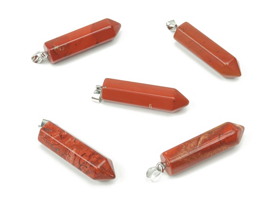 Red Jasper Point Pendant - Crystal Pendant – Natural Necklaces - Heling Gemstone - Jewelry Making Supplies - NC1076