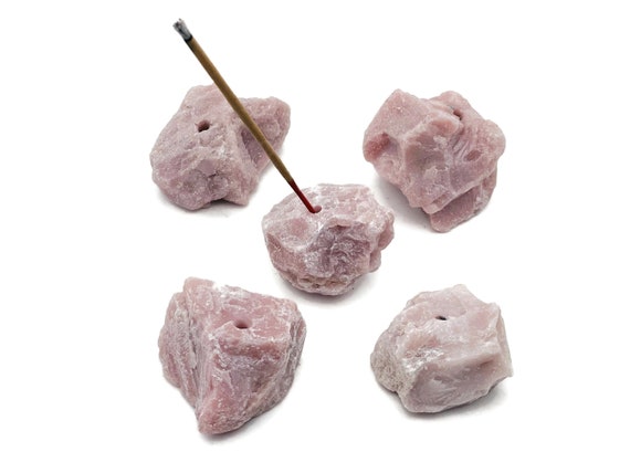 Pink Opal Crystal Incense Holder -Rough Crystal Stone Incense Stick Holder -Raw Stone Incense Holder - Healing Stone - RS1017