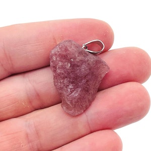 Strawberry Quartz Raw Crystal Pendant - Crystals Pendant Healing - Drilled Crystal - Gifts - NC1141