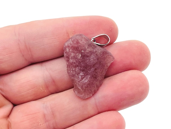 Strawberry Quartz Raw Crystal Pendant - Crystals Pendant Healing - Drilled Crystal - Gifts - NC1141