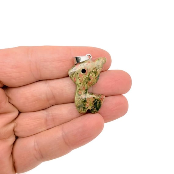 Unakite Crystal Deer Pendant - Carved Gemstone Deer Necklace Gift - NC2021