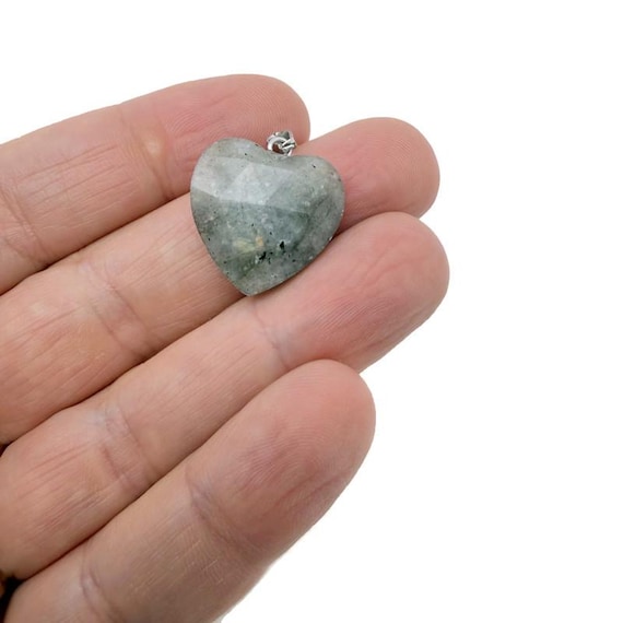Labradorite Faceted Gemstone Heart Pendant – Natural Crystal Charm - NC1978