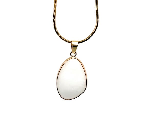 White Jade Gold Gemstone Pendant - Dainty Crystal Pendant - Birthstone Charm - Jewelry DIY Charms - Gift Charm - NC1874