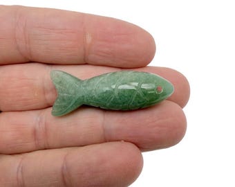 Aventurine Gemstone Fish Carving Pendant – Lucky Fishing Charm Gift - NC1875