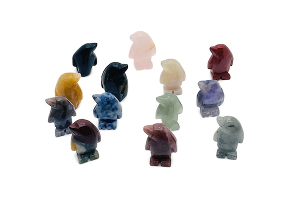 Crystal Penguin Carving - Emotional Stability - Crystals Chakra - Animal Carved Craft Gifts - Energy Gift for her - ANMIX4