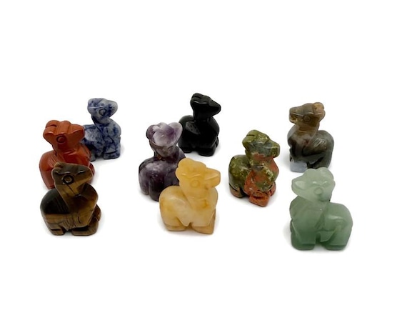 Crystal Llama Figure - Gemstone Decor - Handmade Carved Animal - Energy Stone Love Symbol Decoration - ANMIX12