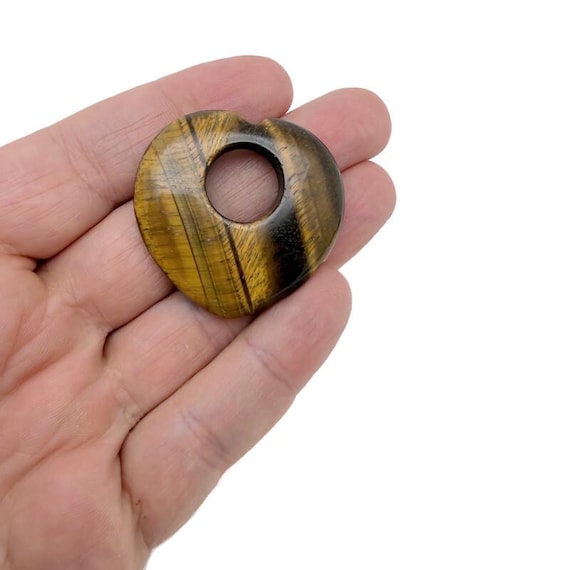 Tiger Eye Love Crystal Heart Donut Necklace Pendant - Assorted Gemstone Pendant Pieces - HZ1008