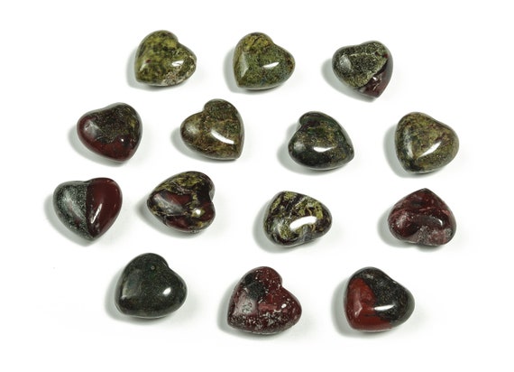 Dragon Blood Jasper Heart Gemstone - Meditation Chakra Reiki Stone - Dragon Stone Heart Shape - 15x15x9mm - HE1018