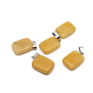Gelbe Jade Kristall Rechteck Form Anhänger - Großhandel Edelsteine - Steinheilung Kristall Rechteck Halskette - Natursteine -NC1607