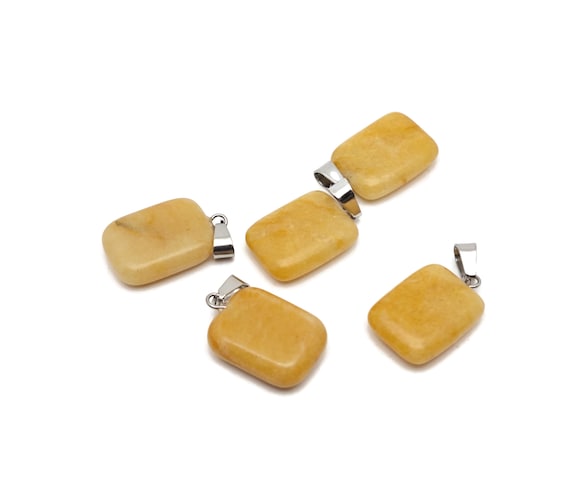 Yellow Jade Crystal Rectangle Shape Pendants - Wholesale Gemstones - Stone Healing Crystal Rectangle Necklace - Natural Stones - NC1730