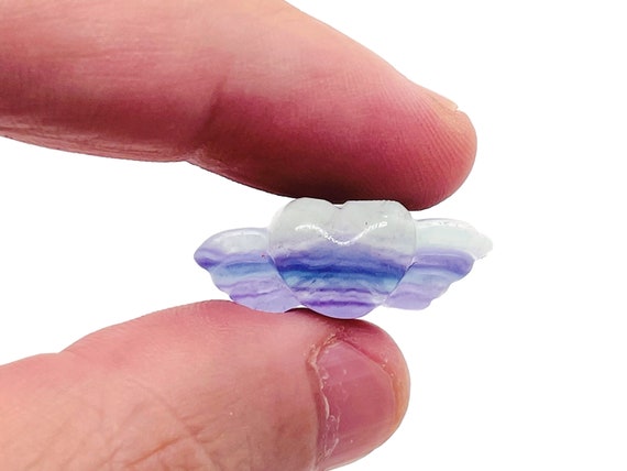 Fluorite Wing heart Carving – Fluorite Carved Gemstone – Healing Crystal – Best Quality - Home Decor - Gifts - CA1006