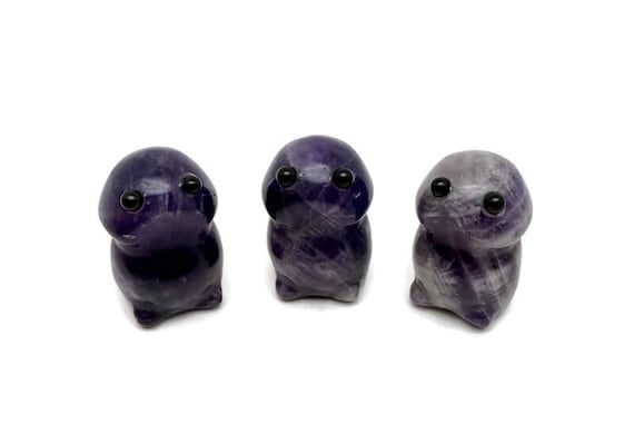 Amethyst Frog Monster Crystal Carving – Handcrafted Gemstone Creature Statue - GO1010