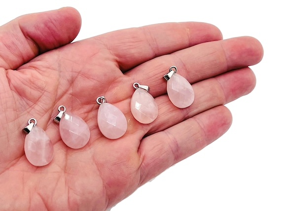 Rose Quartz Crystal Pendant - Rose Quartz Crystal Earring – Bracelet Crystal Accessory - Jewelry Making Supplies - 2cm - NC1107
