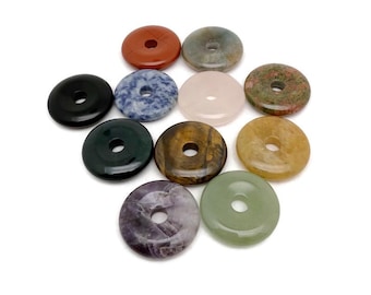 Crystal Donut Pendant - Polished Pi Stone Charm - 30mm - DOMIX6