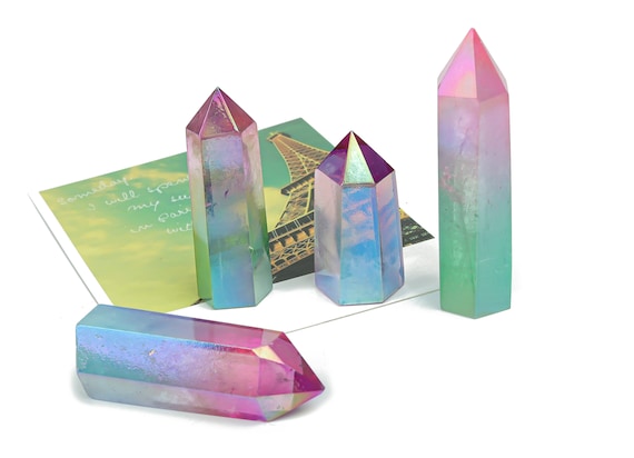Rainbow Aura Quartz Obelisk Tower Stone – Obelisk Tower Point Crystals – Meditation Gemstone - Gifts - TW1027