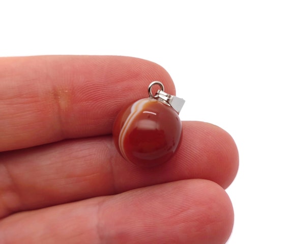 Carnelian Crystal Ball Pendant - Ball Charm Whith Brass - Crystal Round Ball Pendant - Jewelry Making - Healing Crystal - NC1364