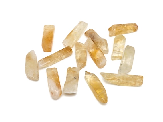 Citrine Drilled Tumbled Stones - Rectangle Hole Tumbled Stone - Making Jewelry Cytsals - Bulk Stones - NC1789