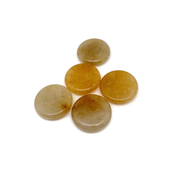 Yellow Jade Polished Gemstone Pocket Stone - Smooth Meditation Stones - 25mm - FL1109