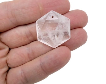 Colgante de cristal hexagonal de cuarzo transparente – Cuentas de piedra facetada - NC1929