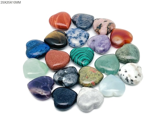 Cyrstal Heart Stone - Heart Gemstone- Natural Stone - Carved Gemstone Heart – 25x25x10mm - HEMIX3