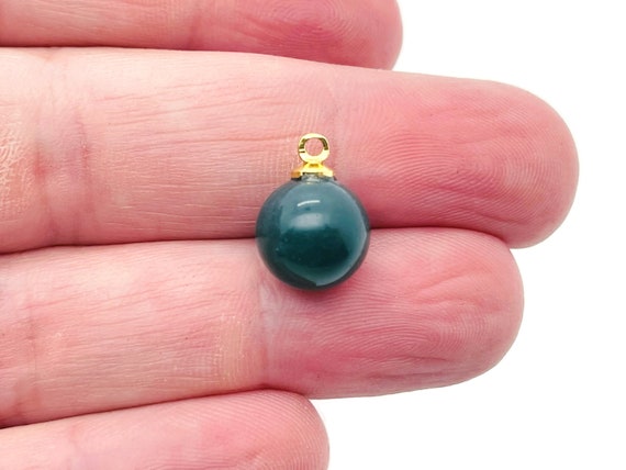 Moss Agate Ball Beads - Crystal Beads Earring - Crystal Beads Pendant - Crystal Carving - NC1200