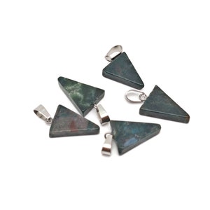 Moss Agate Triangle Shape Pendants - Gemstone Triangle Necklace - Pendant Jewelry Making - Bulk Wholesale - NC1745
