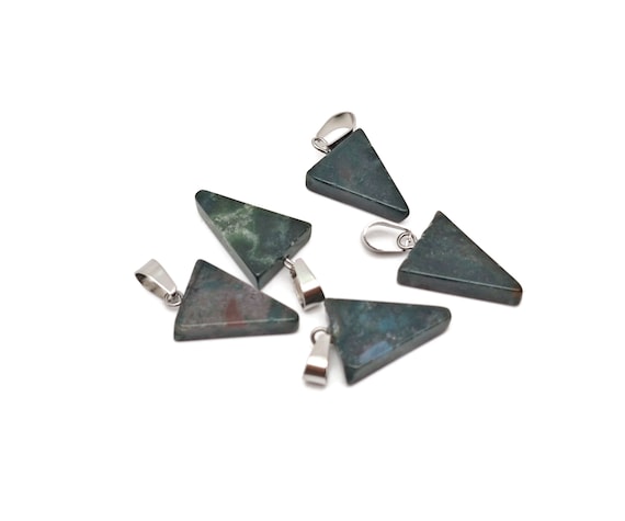 Moss Agate Triangle Shape Pendants - Gemstone Triangle Necklace - Pendant Jewelry Making - Bulk Wholesale - NC1745