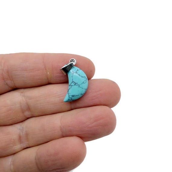 Turquoise Synthetic Moon Pendant - Moon Earring Crystal - Crystals Healing - Jewelry Making Supplies - MNC1029