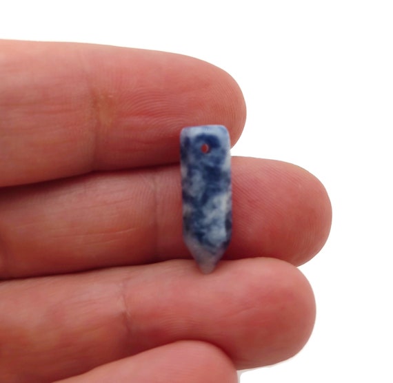 Blue Spot Jasper Crystal Point Hole Pendant - Drilled Crystal Point - Natural Gemstone - Stick Point Bead - Healing Stone - NC1395