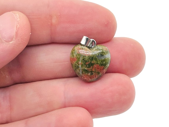 Unakite Heart Pendant - Crystals Pendant Healing - Mini Crystal Pendant - Gifts - NC1133