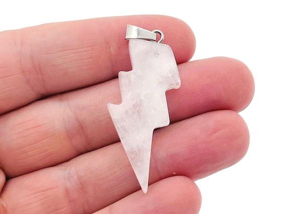 Clear Quartz Lightning Pendant - Lightning Crystal - Lightning Stone - Crystal Carving - NC1174