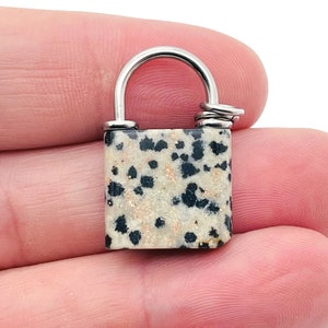 Dalmatian Jasper Gemstone Lock Pendant - Crystal Lock - Healing Stone - Crystal Carving - LO1006