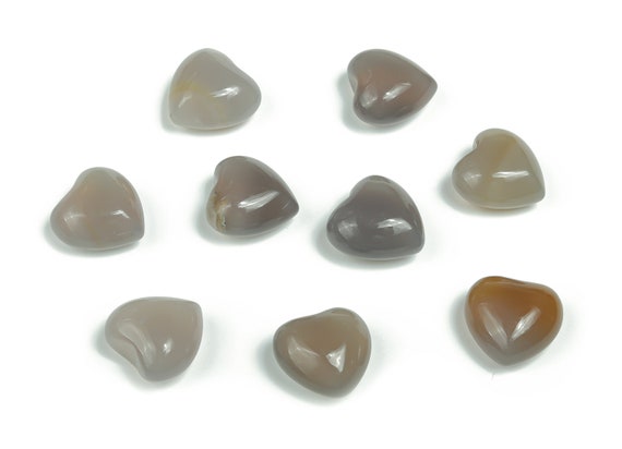 Gray Agate Heart Gemstone - Palm Stone Heart –  Healing Crystals - Nurturing Stone – Crystal Hearts – 15x15x9mm - HE1025