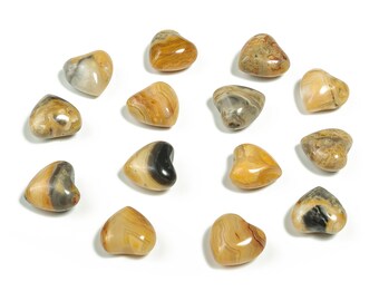 Crazy Lace Agate Hearts Gemstone - Mexican Agate Crystal Hearts - Tumble Stones – Heart Tumbles - Agate Crystal Gift - 15x15x9mm - HE1005