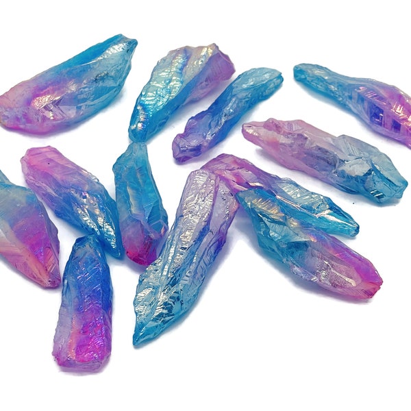 Rainbow Aura Quartz Point – Rough Pink-Blue Aura Quartz – Raw Crystal – Chunk Stones - RA1130