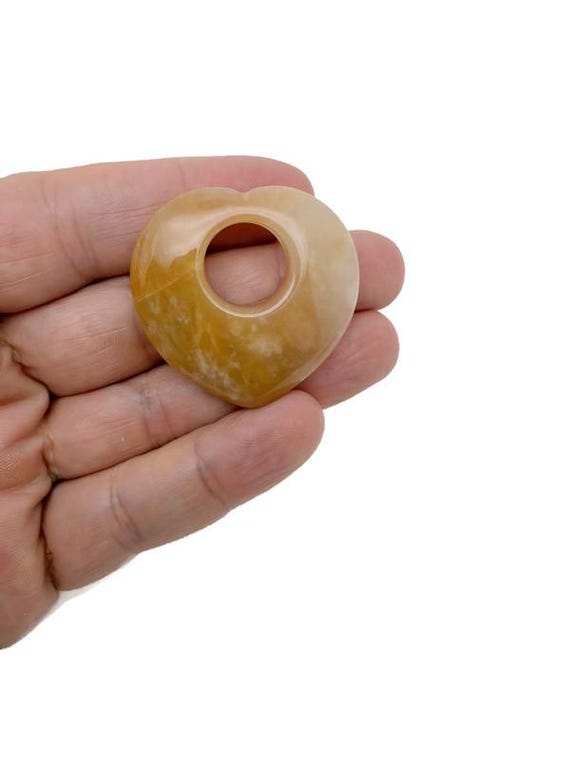 Yellow Jade Love Crystal Heart Donut Necklace Pendant - Assorted Gemstone Pendant Pieces - HZ1001