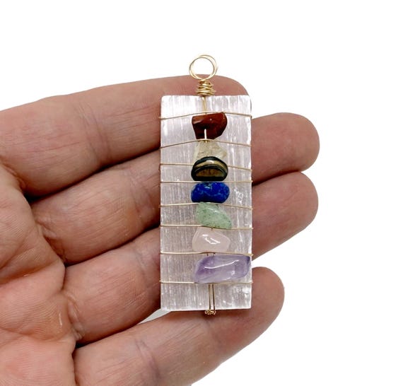 Selenite Sticks Pendant - Chakra Stones - Crystals Pendant Healing - Mini Crystal Pendant - Gifts - NC1829