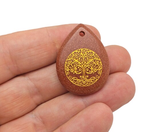 GoldStone Drop Tree Gemstone Pendants - Crystals Pendant Healing - Loose Crystal Pendant - Gifts - NC1782
