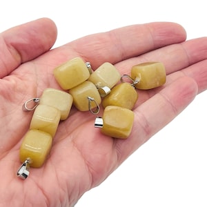 Yellow Jade Tumbled Gemstone Pendant - Crystal Pendant - Love Stone Pendant - Pendants of Surprise - NC1053-13