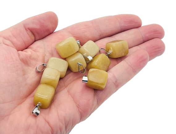 Yellow Jade Tumbled Gemstone Pendant - Crystal Pendant - Love Stone Pendant - Pendants of Surprise - NC1053-13