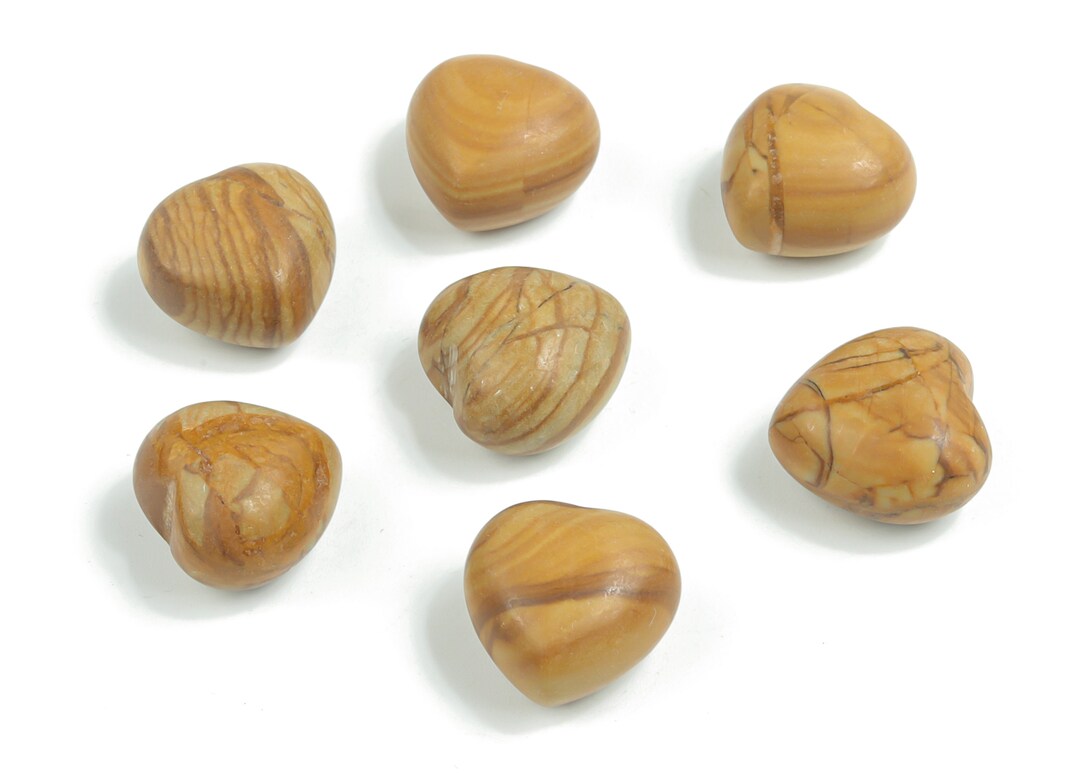 Walnut Jasper Heart Gemstone Wood Jasper Heart Shaped Healing Stones