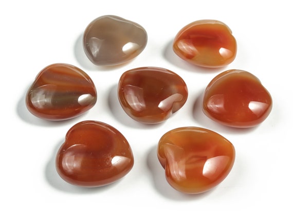Carnelian Heart Gemstone - Gemstone Puffy Heart - Carnelian Gemstone - Heart Shaped Charm - Crystal Healing – 4cm - HE1222