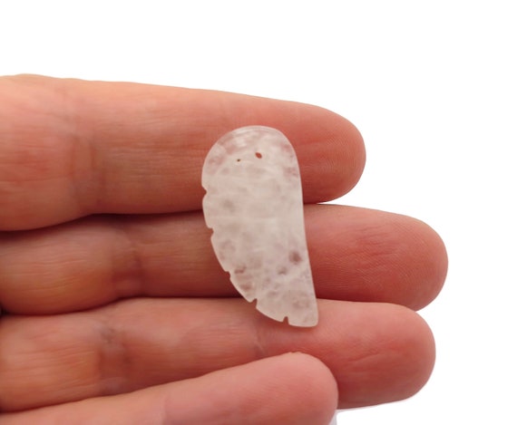 Clear Quartz Crystal Angel Wing Hole Pendant - Carved Angel Wing - Crystal Jewelry - Angel Wing Charms - NC1354