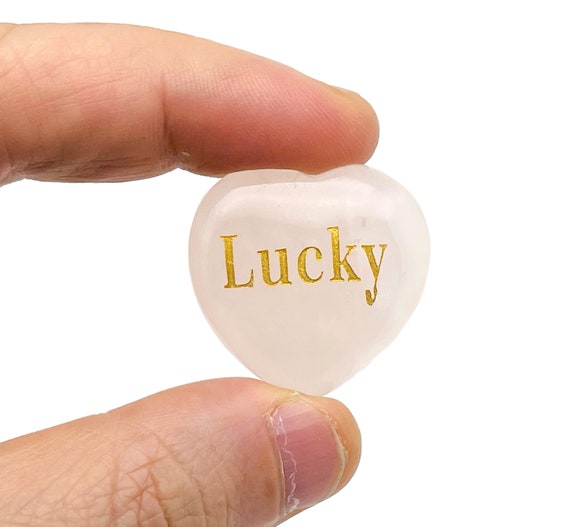Lucky Rose Quartz Heart Gemstone - Heart Crystal - Carving Heart - Gemstone Puffy Heart - Rose Quartz Healing Crystals - HE1219